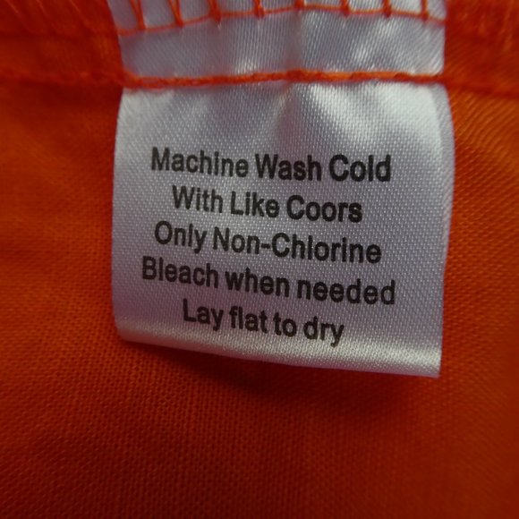 Linen Blend Shirt Neon Orange Button Up Short Sleeve XXL Mens Side Vents Pocket - Picture 7 of 7